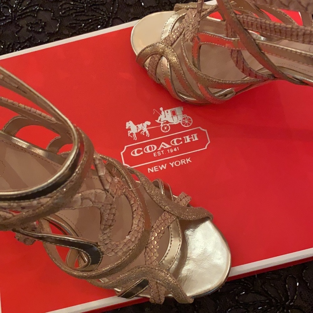 Coach “Lancaster Dust” Gold Heels 🔥 - Picture 7 of 8